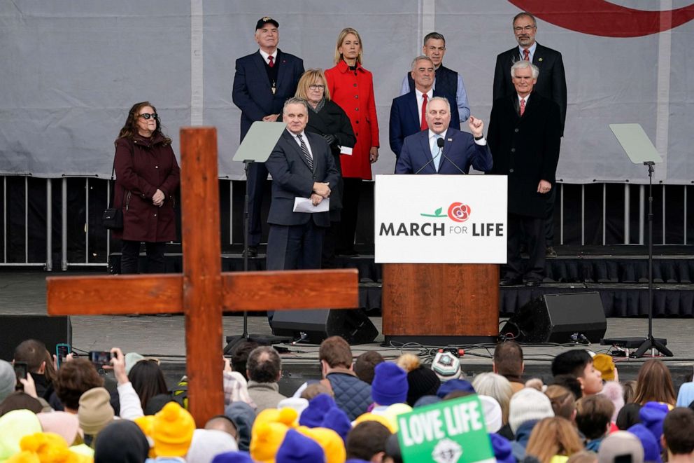 PHOTO: Rep. Steve Scalise, R-La., speaks during the March for Life rally, Jan. 20, 2023, in Washington.