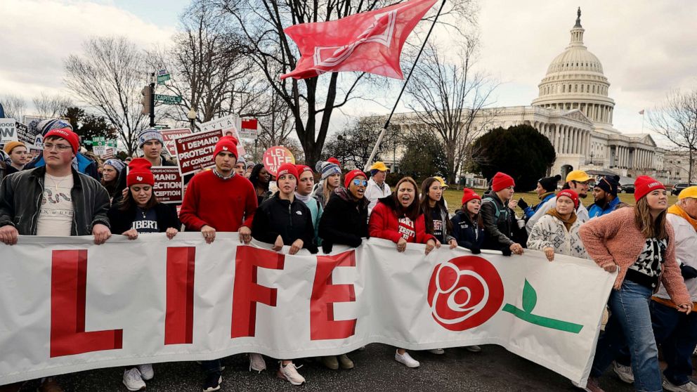 PHOTO: People attend the 50th annual March for Life rally on the National Mall on Jan. 20, 2023 in Washington, DC.