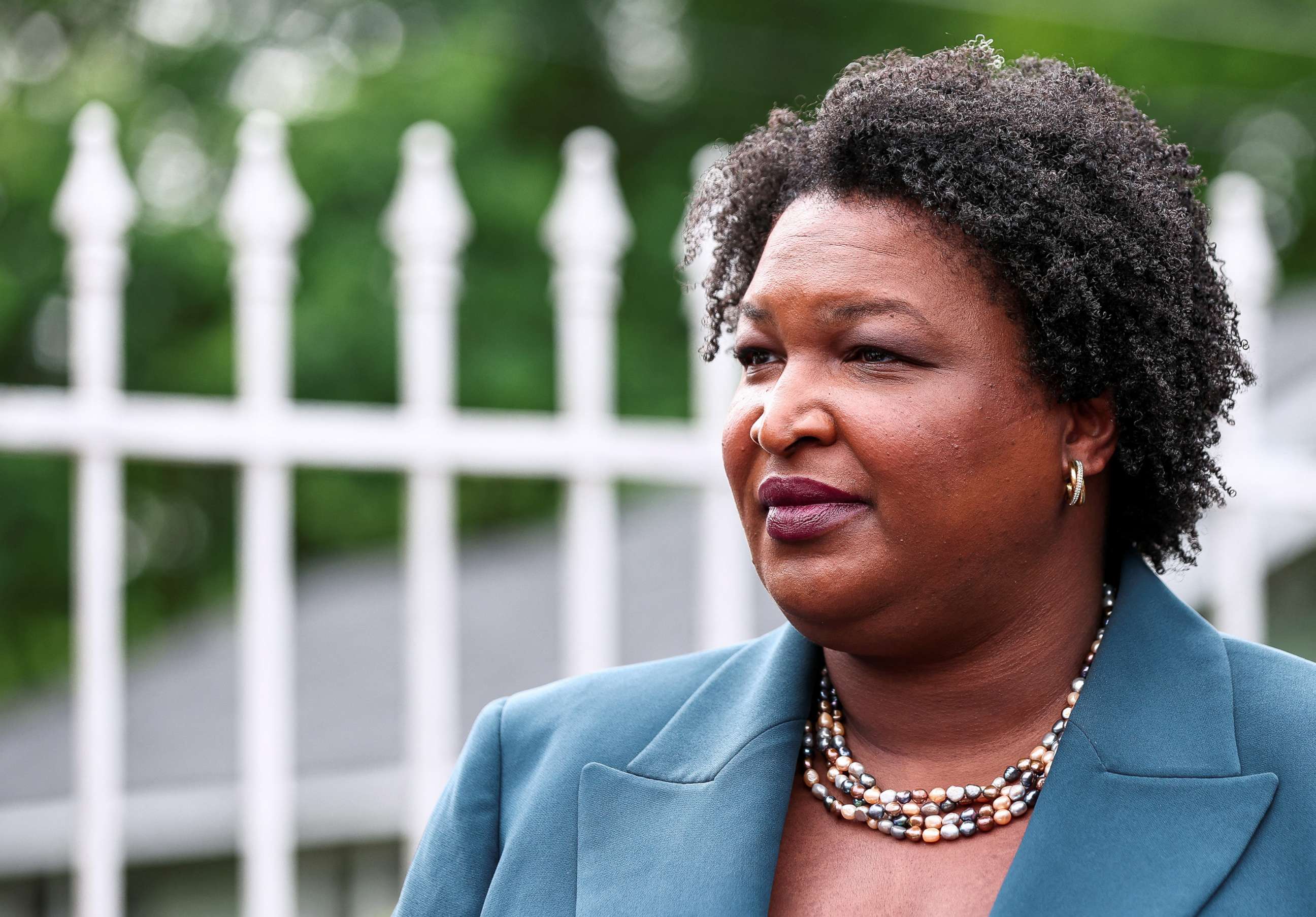 PHOTO: Democratic gubernatorial candidate Stacey Abrams attends a news conference in Atlanta, Georgia, May 24, 2022.