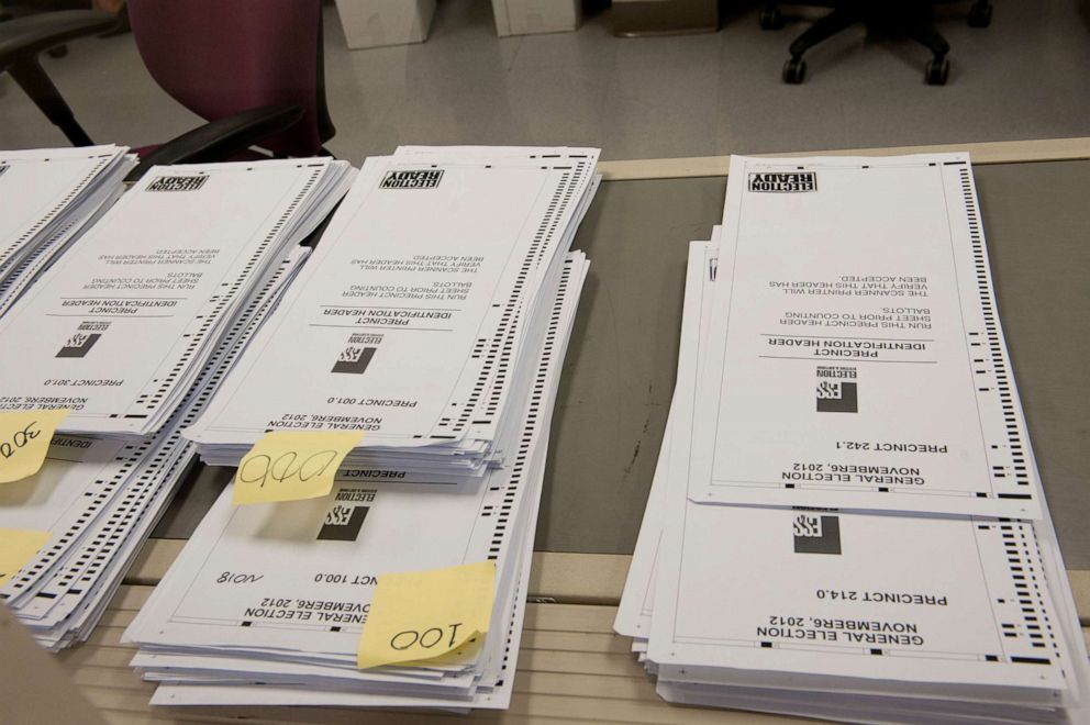 PHOTO: This room processes all absentee ballots that are returned from other precincts in this hub in Miami Dade Country, in Florida, Nov. 2, 2012. 