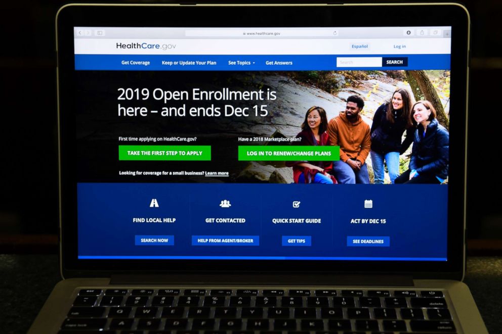 PHOTO: The federal website where consumers can sign up for health insurance under the Affordable Care Act is shown on a computer screen, Nov. 1, 2018. 