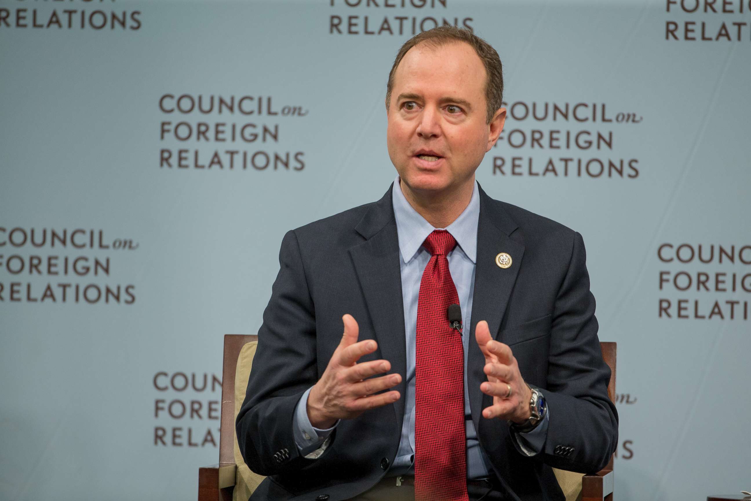 PHOTO: House Intelligence Ranking Member Adam Schiff speaks at the Council On Foreign Relations, Feb. 16, 2018, in Washington. 