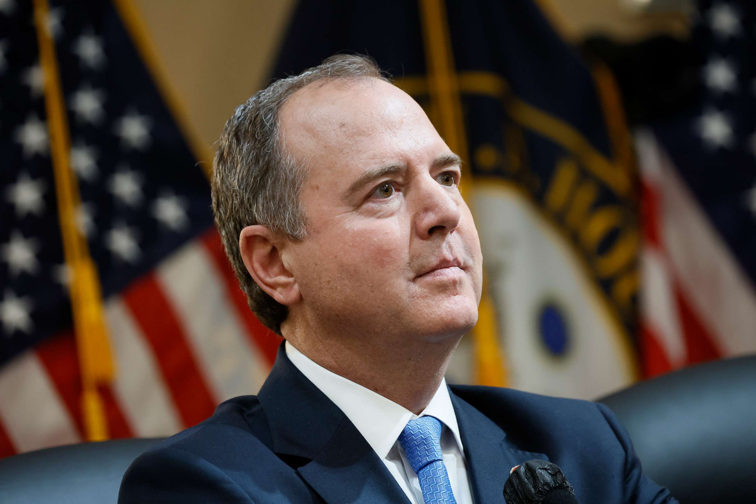 PHOTO: In this June 9, 2022, file photo, Rep. Adam Schiff listens during a hearing of the Select Committee to Investigate the January 6th Attack on the US Capitol, in Washington, D.C.