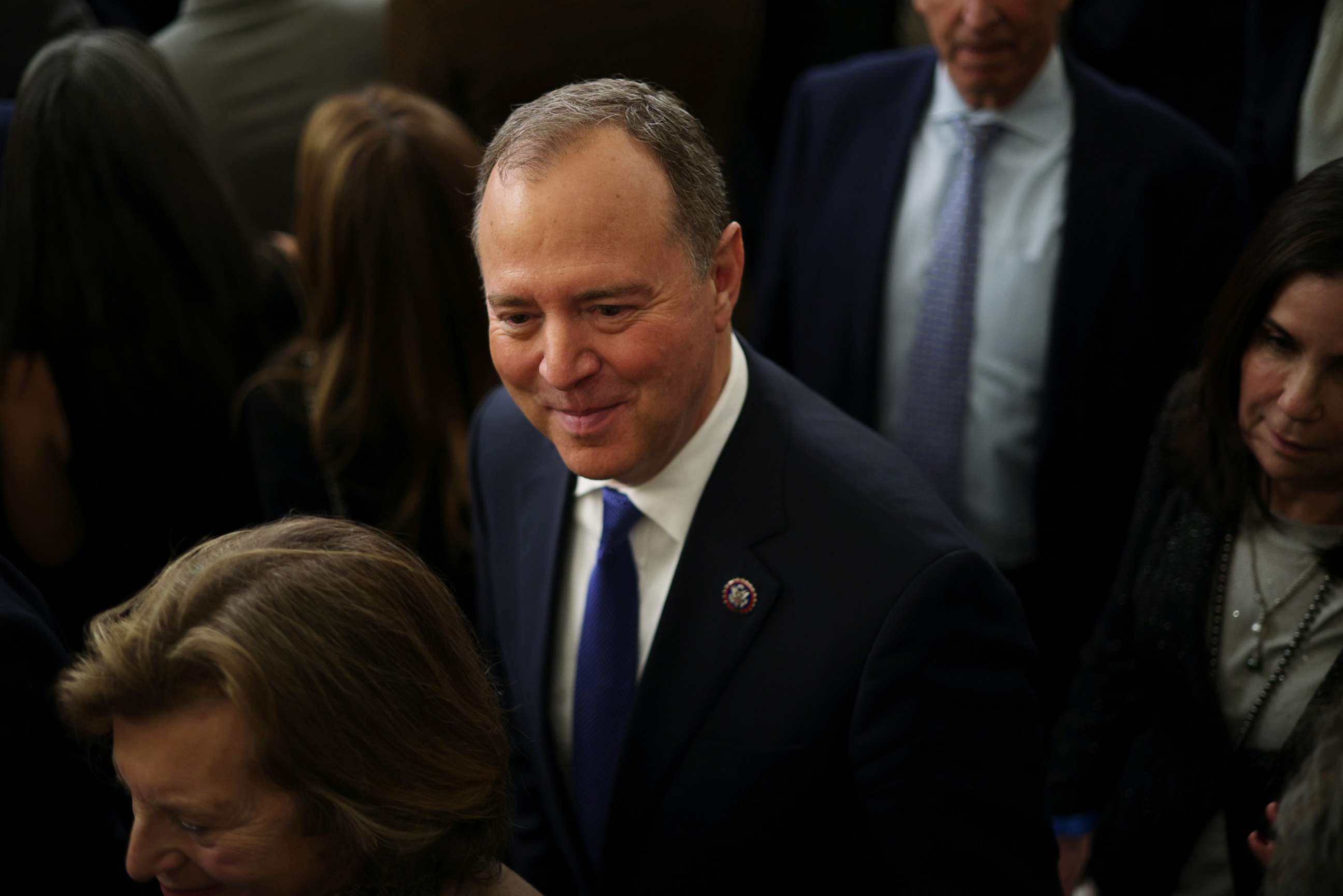 PHOTO: U.S. Rep. Adam Schiff (D-CA) attends a Hanukkah holiday reception in the Grand Foyer of the White House, Dec. 19, 2022, in Washington.