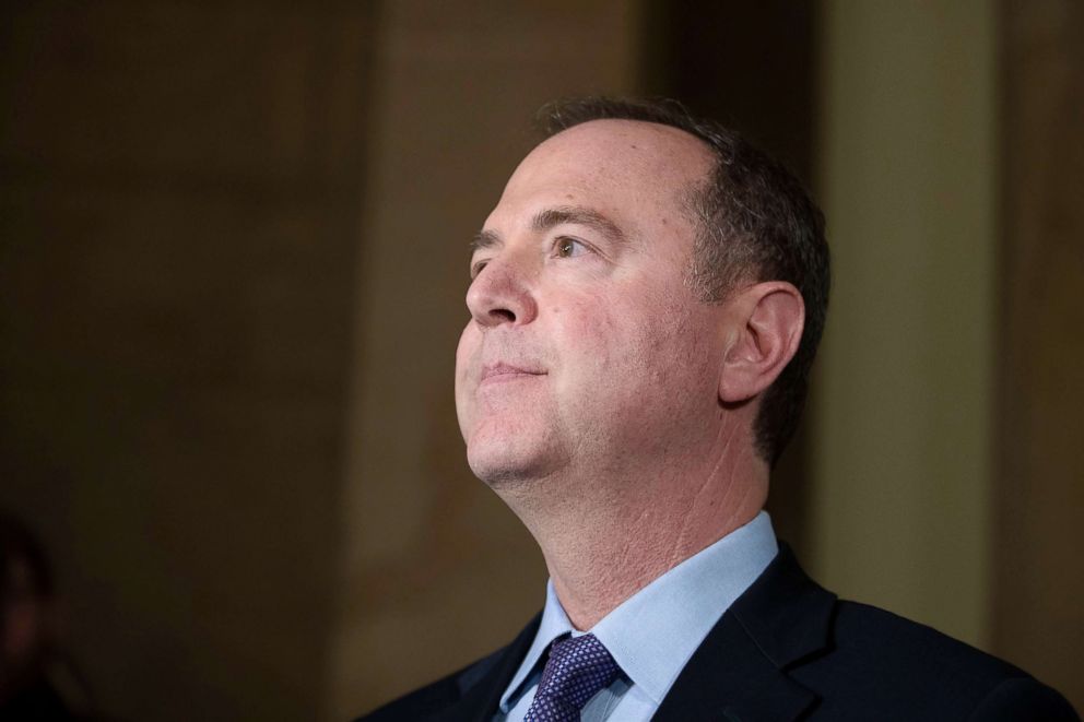 PHOTO: Representative Adam Schiff speaks to the news media after President Donald J. Trump postponed an overseas trip by House Speaker Nancy Pelosi and other Congressional members, in Washington, D.C., Jan. 17, 2019.