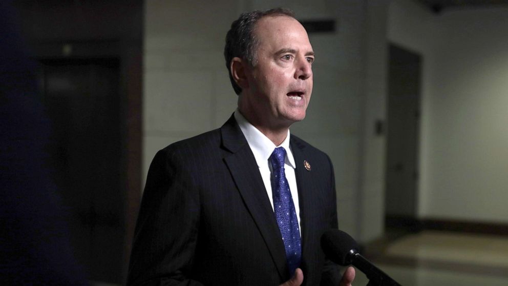 PHOTO: House Intelligence Committee Chairman Rep. Adam Schiff (D-CA) speaks to members of the media at the U.S. Capitol, Oct. 17, 2019, in Washington, DC.