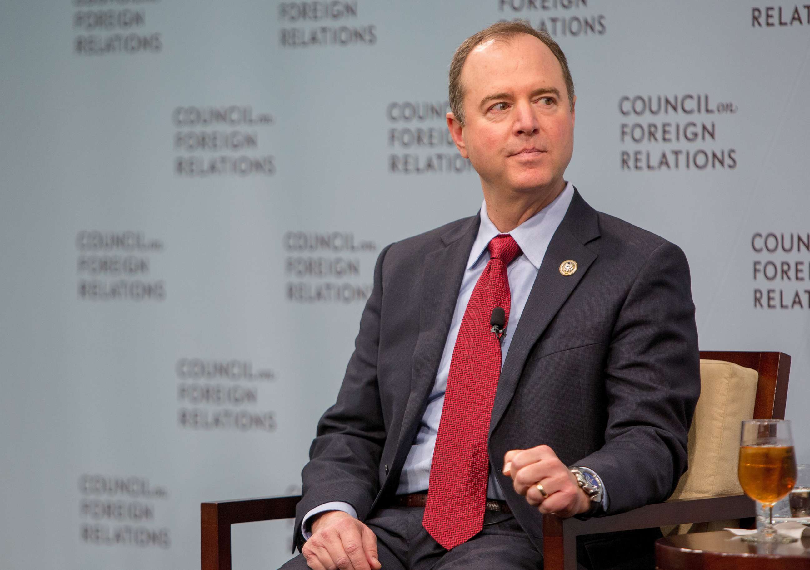 PHOTO: House Intelligence Ranking Member Adam Schiff speaks at the Council on Foreign Relations, Feb. 16, 2018 in Washington, D.C.