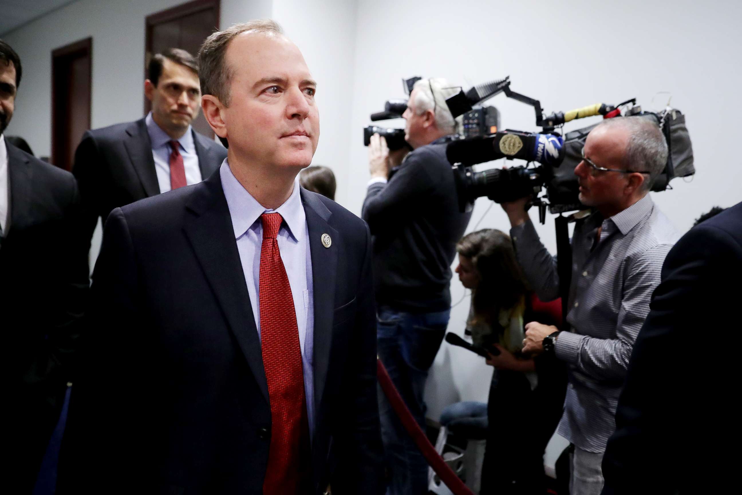 PHOTO: House Intelligence Committee ranking member Rep. Adam Schiff arrives for a Democratic caucus meeting in the U.S. Capitol Visitors Center, Nov. 14, 2018, in Washington, D.C.