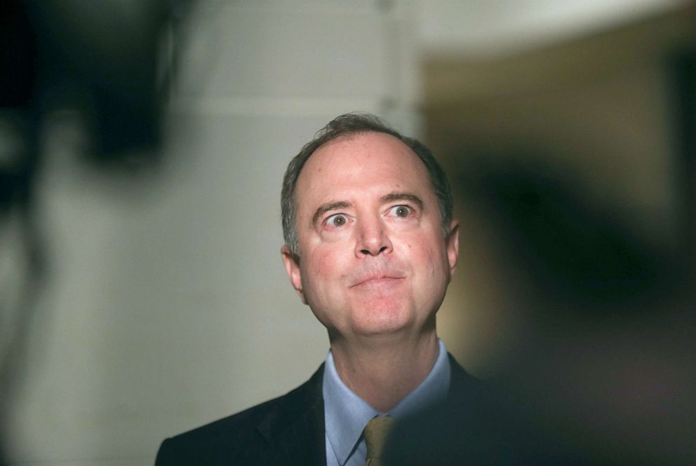 PHOTO: U.S. House Intelligence Committee Chair Rep. Adam Schiff speaks to reporters on Capitol Hill in Washington, Oct. 28, 2019.