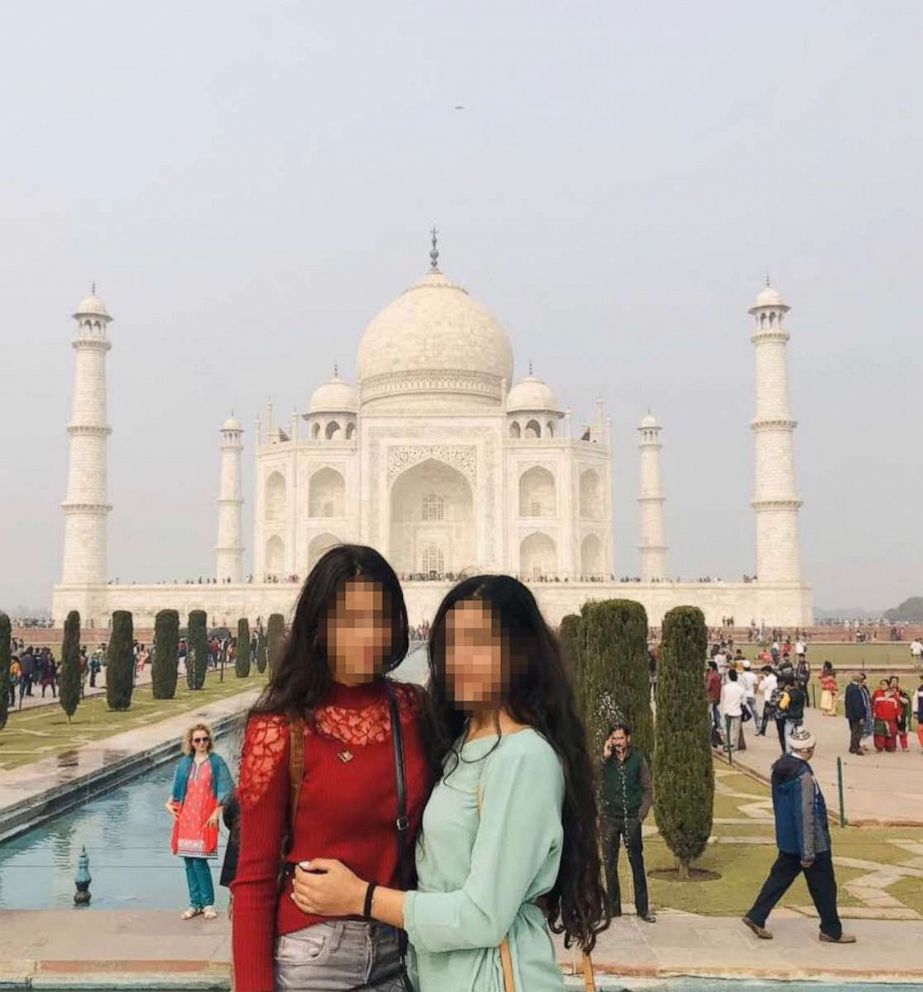 PHOTO: Sisters Zahra and Amina, whose names have been changed by ABC News for security concerns, visit the Taj Mahal in Agra, India, in 2019.