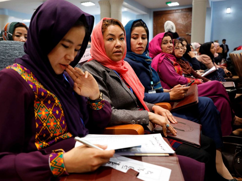 PHOTO: Afghan women attend a consultative grand assembly, known as Loya Jirga, in Kabul, Afghanistan, April 29, 2019.