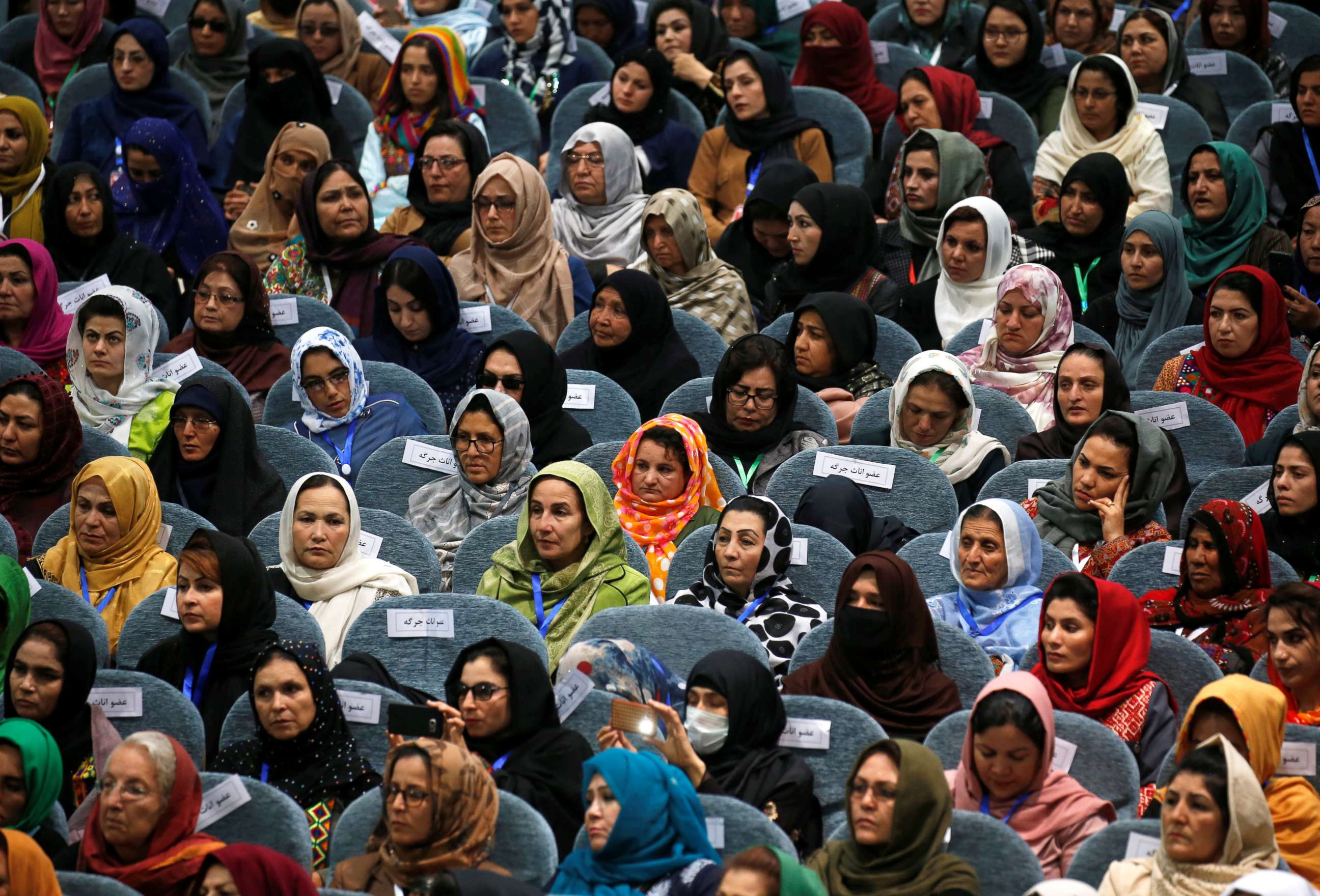 PHOTO: Afghan women attend a consultative grand assembly, known as Loya Jirga, in Kabul, Afghanistan, April 29, 2019. 