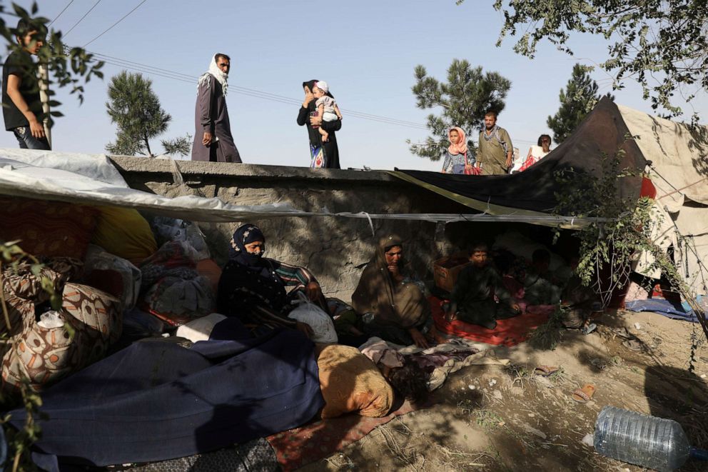 PHOTO: Internally displaced Afghans from northern provinces, who fled their home due to fighting between the Taliban and Afghan security personnel, take refuge in a public park Kabul, Afghanistan, Aug. 13, 2021.