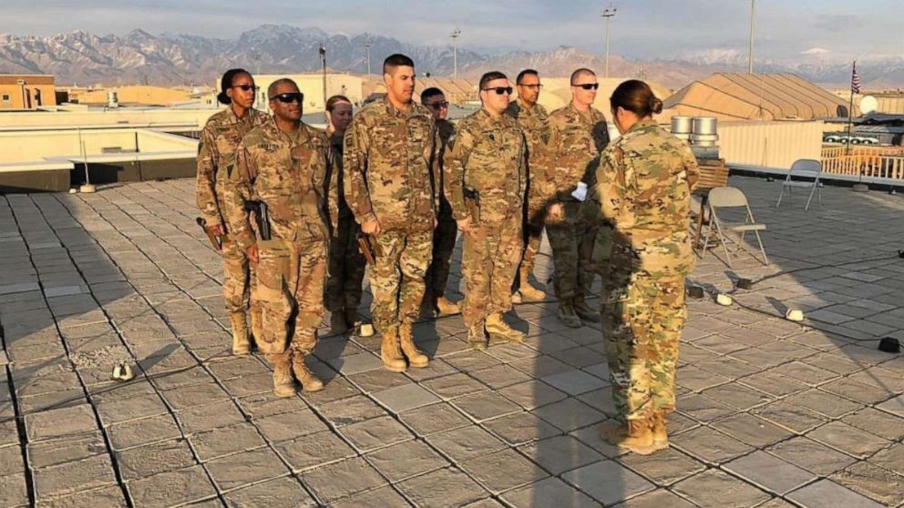 PHOTO: Soldiers from the 3rd Medical Command - Deployment Support stand in formation prior to a patching ceremony at Bagram Airfield, Afghanistan, Feb. 20, 2020. 