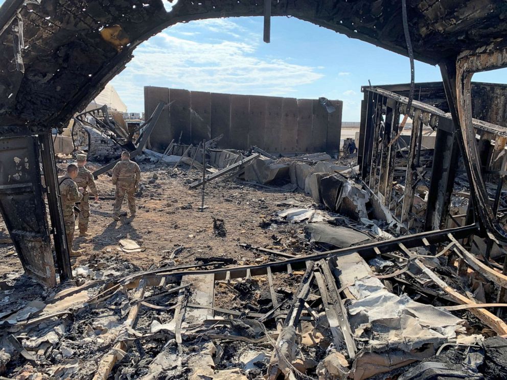 PHOTO: A picture taken on Jan. 13, 2020, during a press tour organised by the US-led coalition shows a view of the damage at Ain al-Asad military airbase housing U.S. and other foreign troops in the western Iraqi province of Anbar.