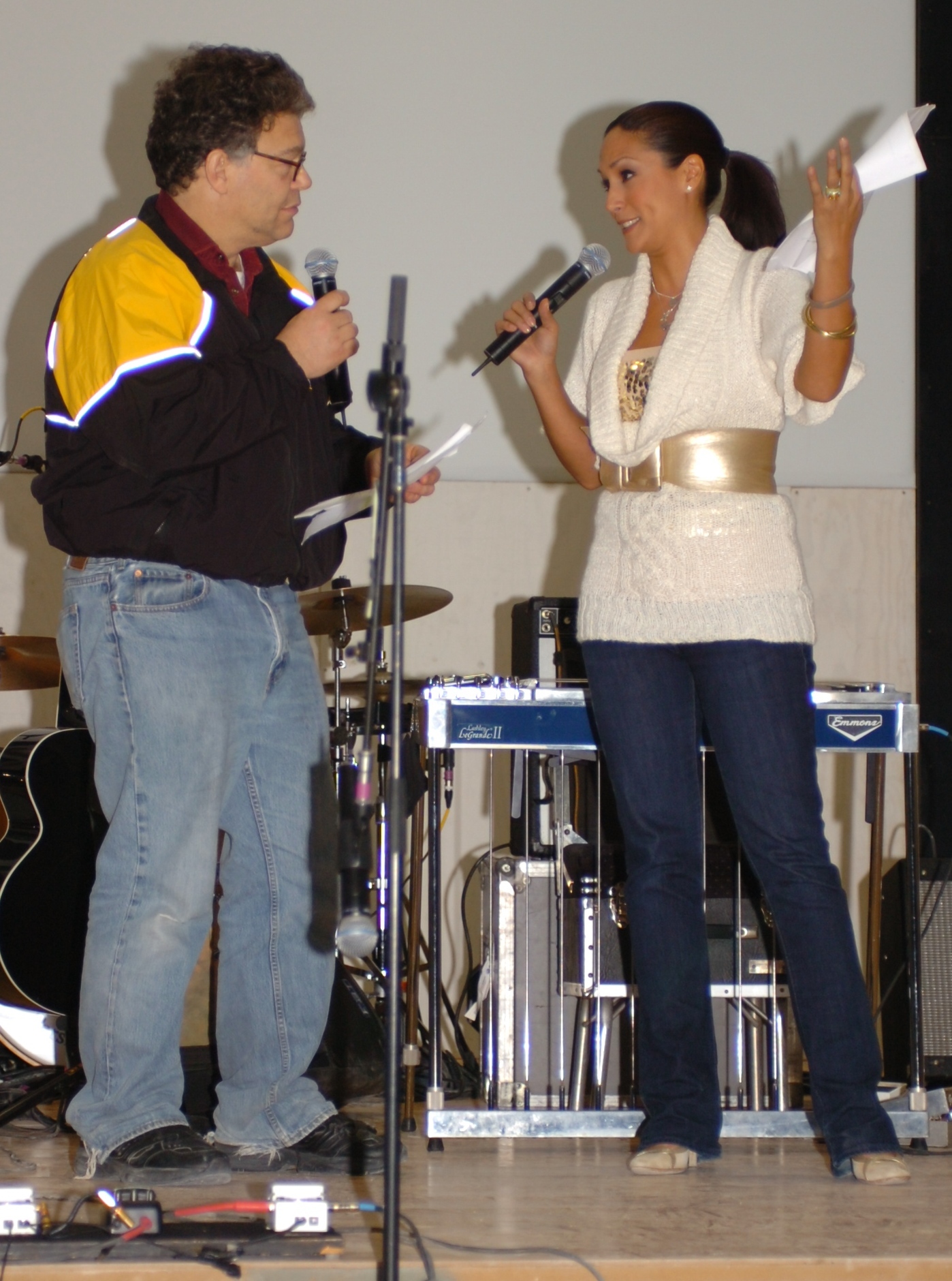 PHOTO: Al Franken and Leanne Tweeden entertain the soldiers with a skit involving underwear at Forward Operating Base Marez in Mosul, Iraq, Dec 16, 2006.
