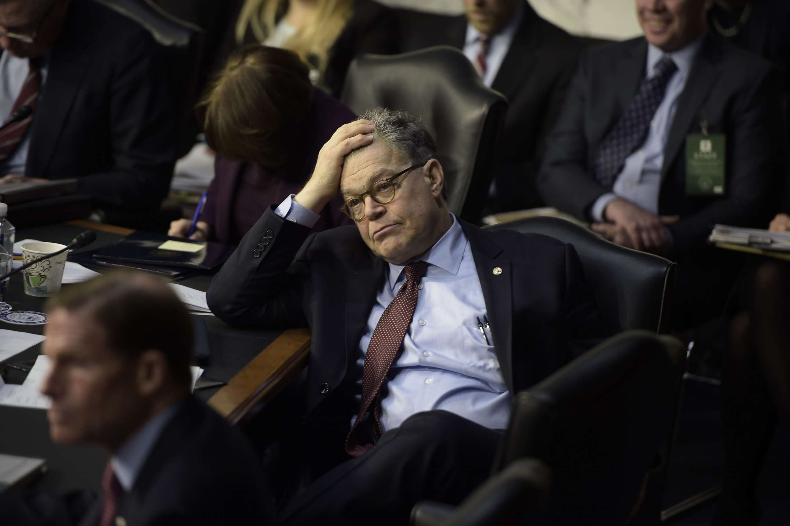 PHOTO: Sen. Al Franken takes a break during the Neil Gorsuch Senate Judiciary Committee confirmation hearing as President Donald Trump's nominee for the Supreme Court on Capitol Hill in Washington, D.C., March 20, 2017.
