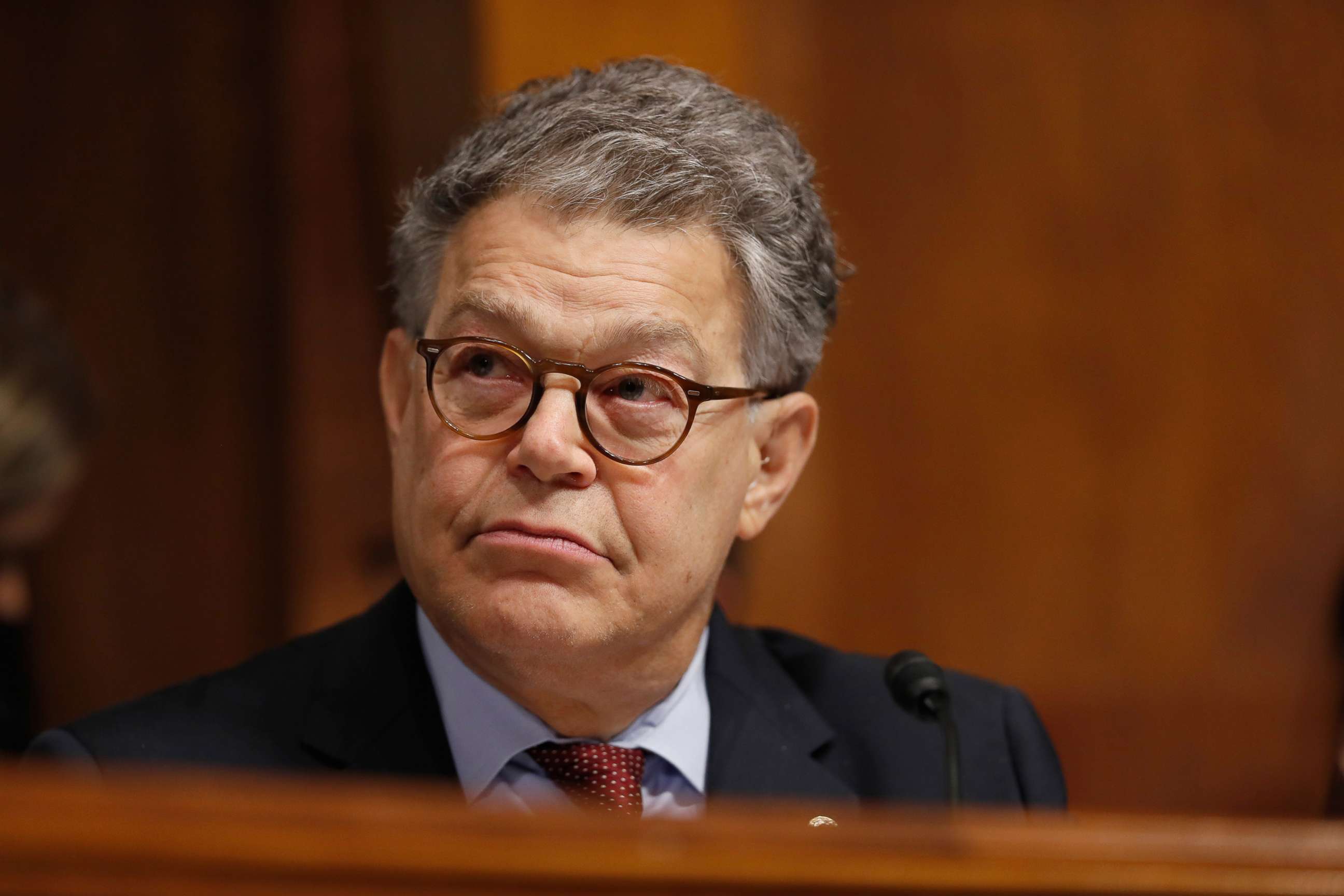PHOTO: Sen. Al Franken listens during a Senate Judiciary Committee hearing on Capitol Hill, Sept. 20, 2017 in Washington.
