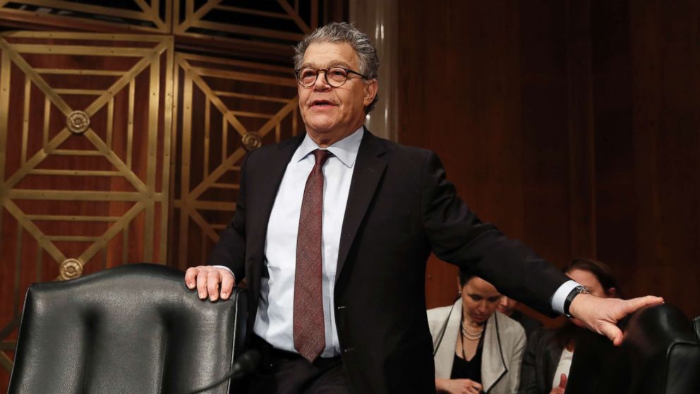 Senate Health, Education, Labor and Pensions Committee member Sen. Al Franken, D-Minn., arrives at a Senate Health, Education, Labor and Pensions Committee hearing on Capitol Hill, Nov. 29, 2017, in Washington. 