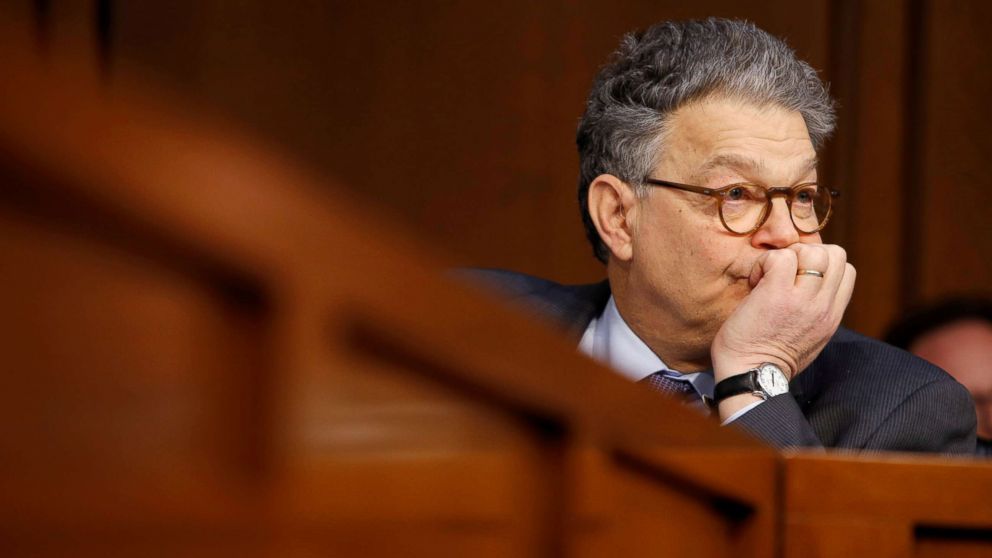 Senator Al Franken watches Supreme Court nominee judge Neil Gorsuch testify before the Senate Judiciary Committee during his confirmation hearing on Capitol Hill, March 21, 2017, in Washington.