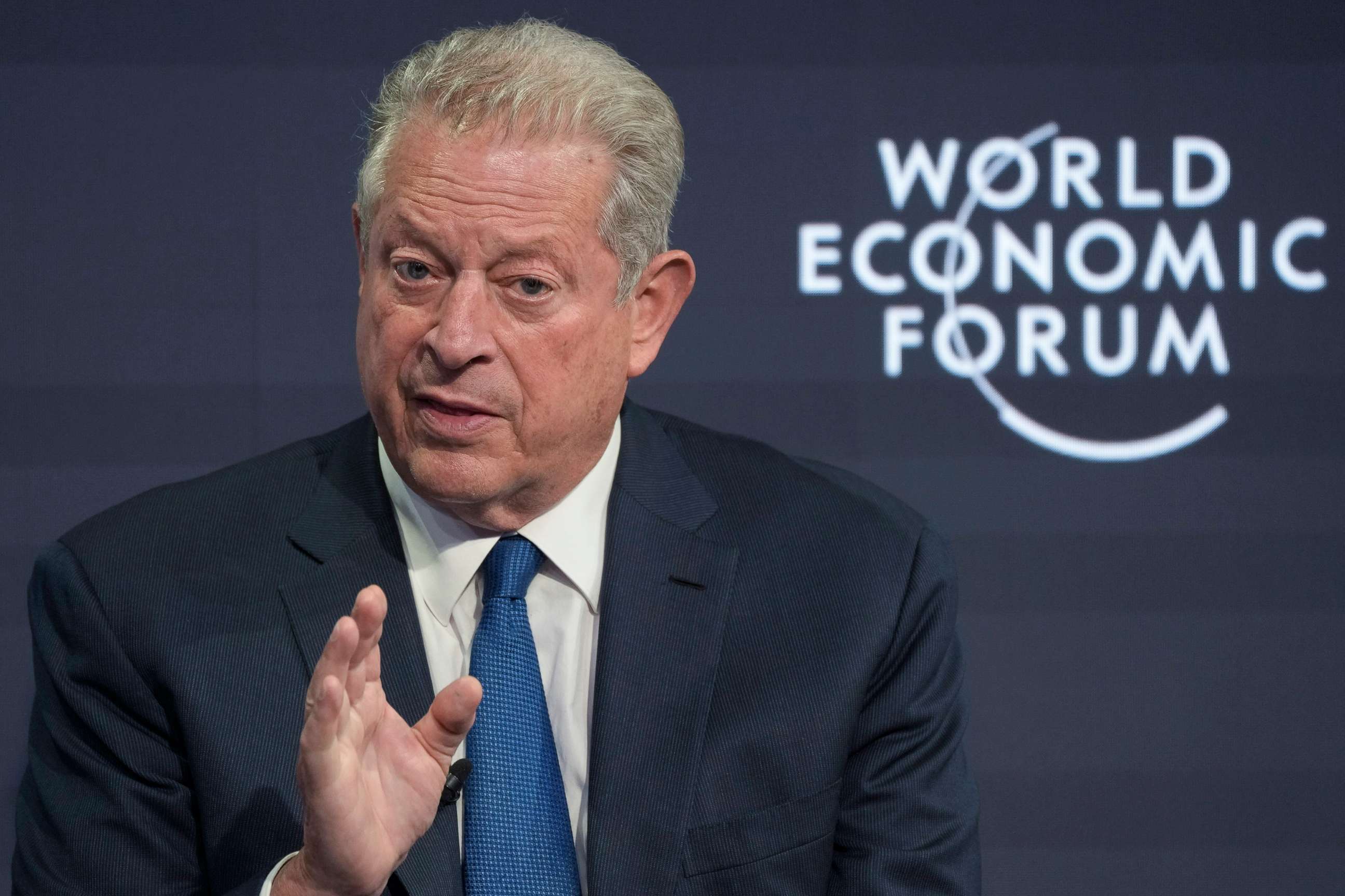 PHOTO: Al Gore speaks during a conversation at the World Economic Forum in Davos, Switzerland, May 25, 2022.