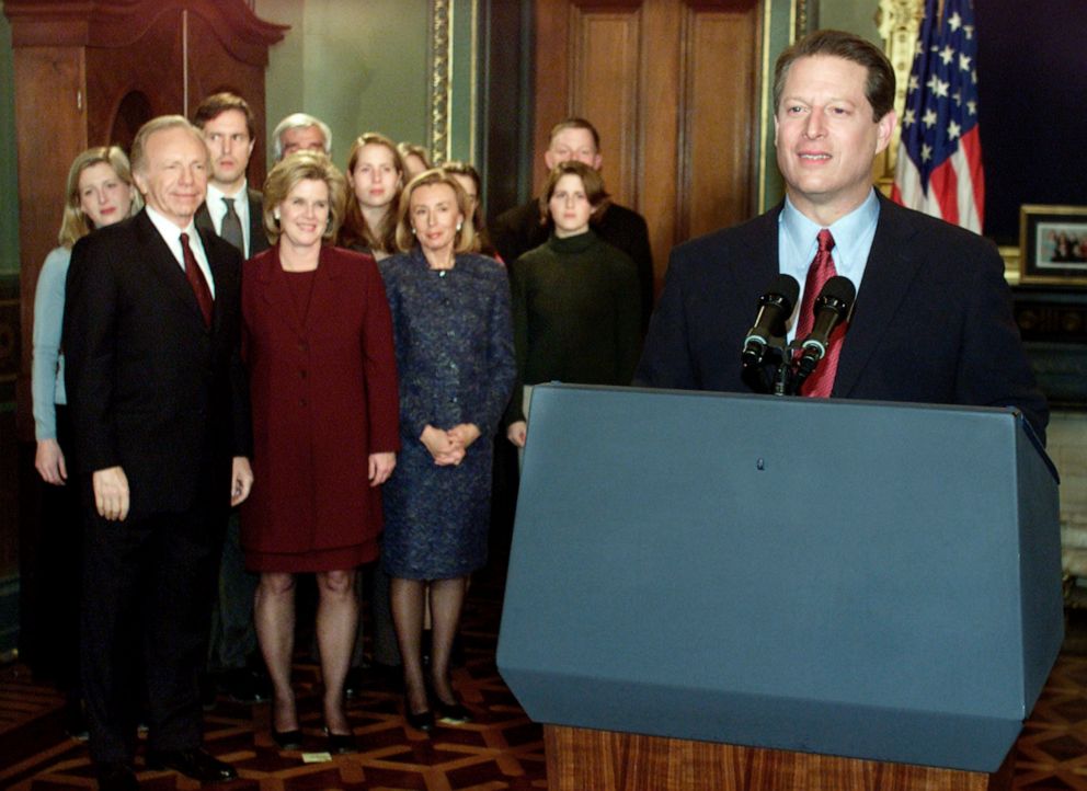 PHOTO: Vice President Al Gore gives his election concession speech from the Old Executive Office Building in Washington, Dec. 13, 2000.