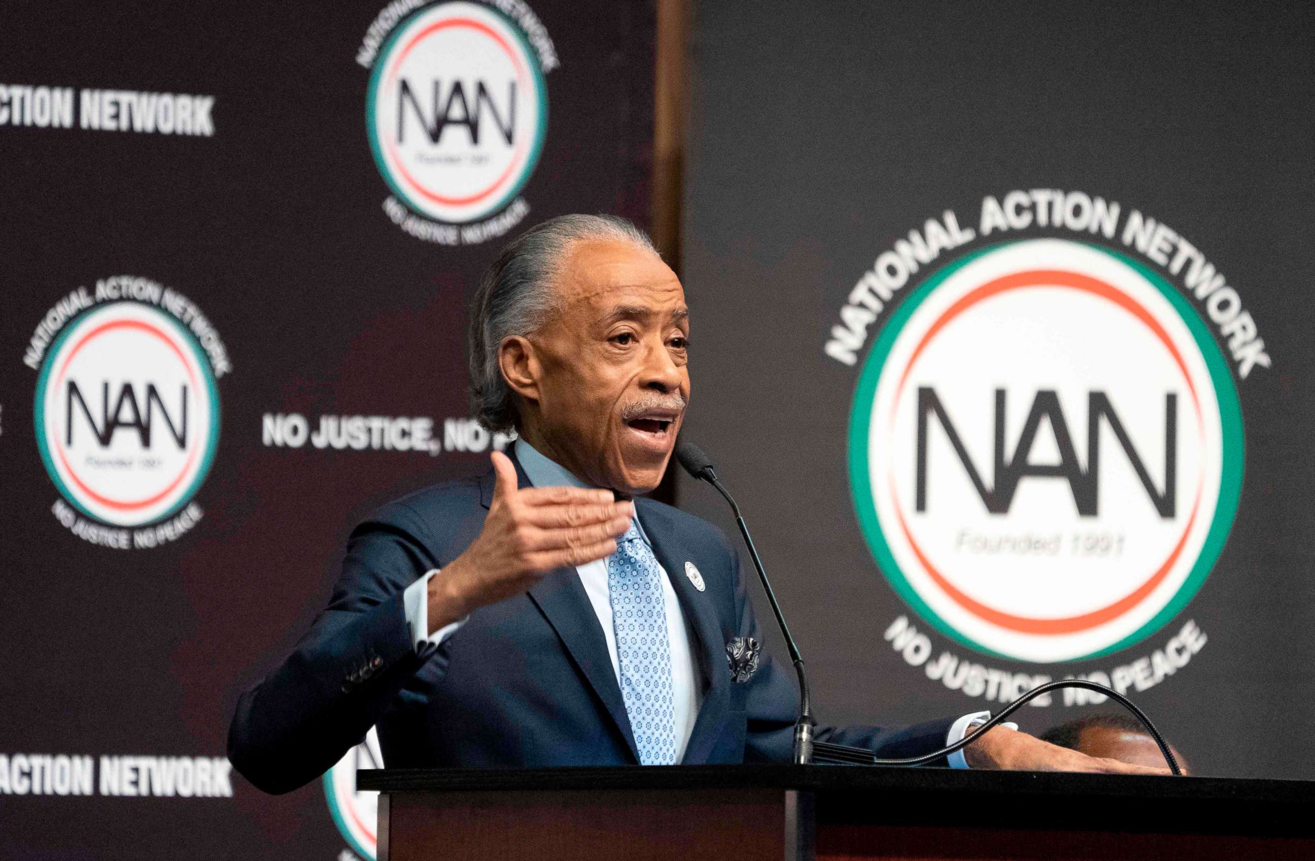 PHOTO: Al Sharpton speaks during a gathering of the National Action Network, April 3, 2019, in New York.