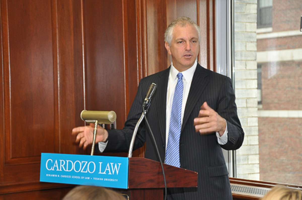 PHOTO: Alan S. Futerfas speaks at Cardozo School of Law, February 2013.