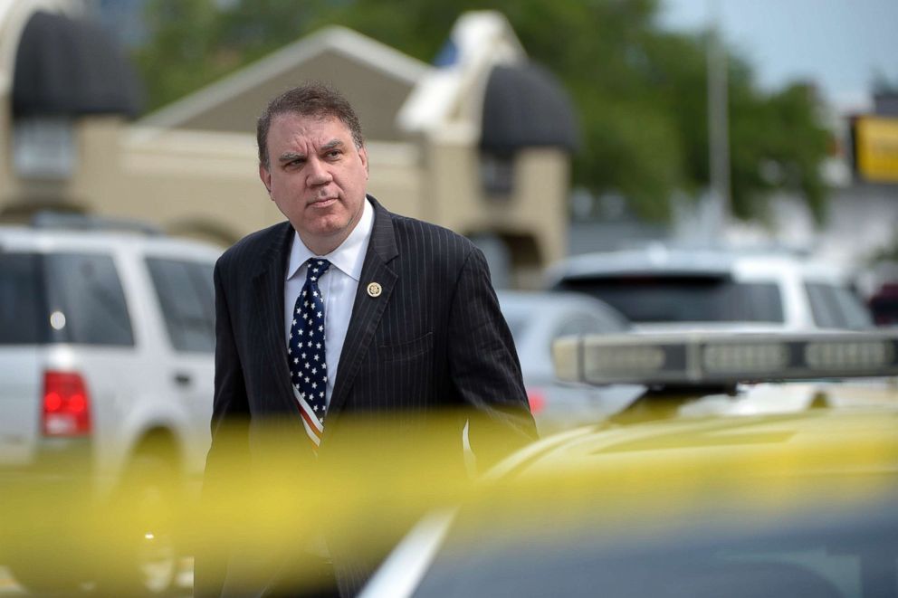 PHOTO: In this file photo, Rep. Alan Grayson arrives to meet with reporters after a shooting involving multiple fatalities at the Pulse nightclub in Orlando, Fla., June 12, 2016.