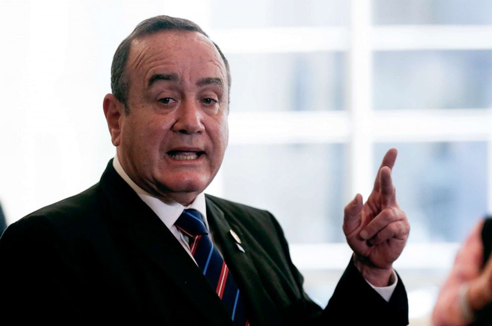 PHOTO: Guatemala's President-elect Alejandro Giammattei, gestures as he speaks during a news conference in Guatemala City, Guatemala, Aug. 13, 2019.