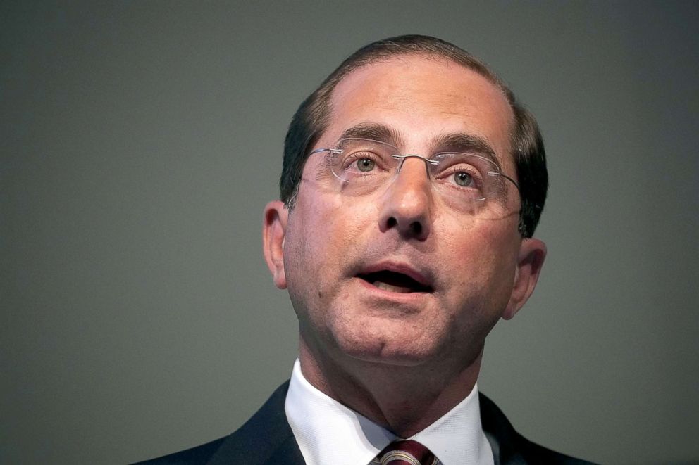 PHOTO: Secretary of Health and Human Services Alex Azar speaks on prescription drugs for the market during the 2018 National Academy of Medicine Annual Meeting, Oct. 15, 2018, at the National Academy of Sciences in Washington, DC.