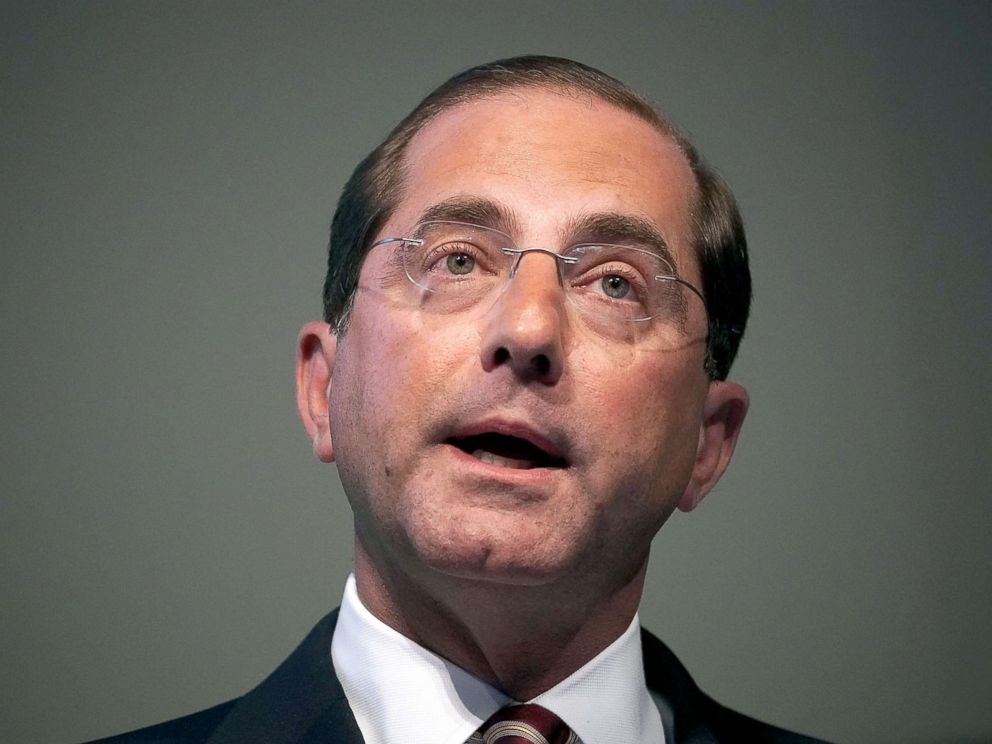 PHOTO: U.S. Secretary of Health and Human Services Alex Azar speaks on prescription drugs for the market during the 2018 National Academy of Medicine Annual Meeting, Oct. 15, 2018, at the National Academy of Sciences in Washington, DC.