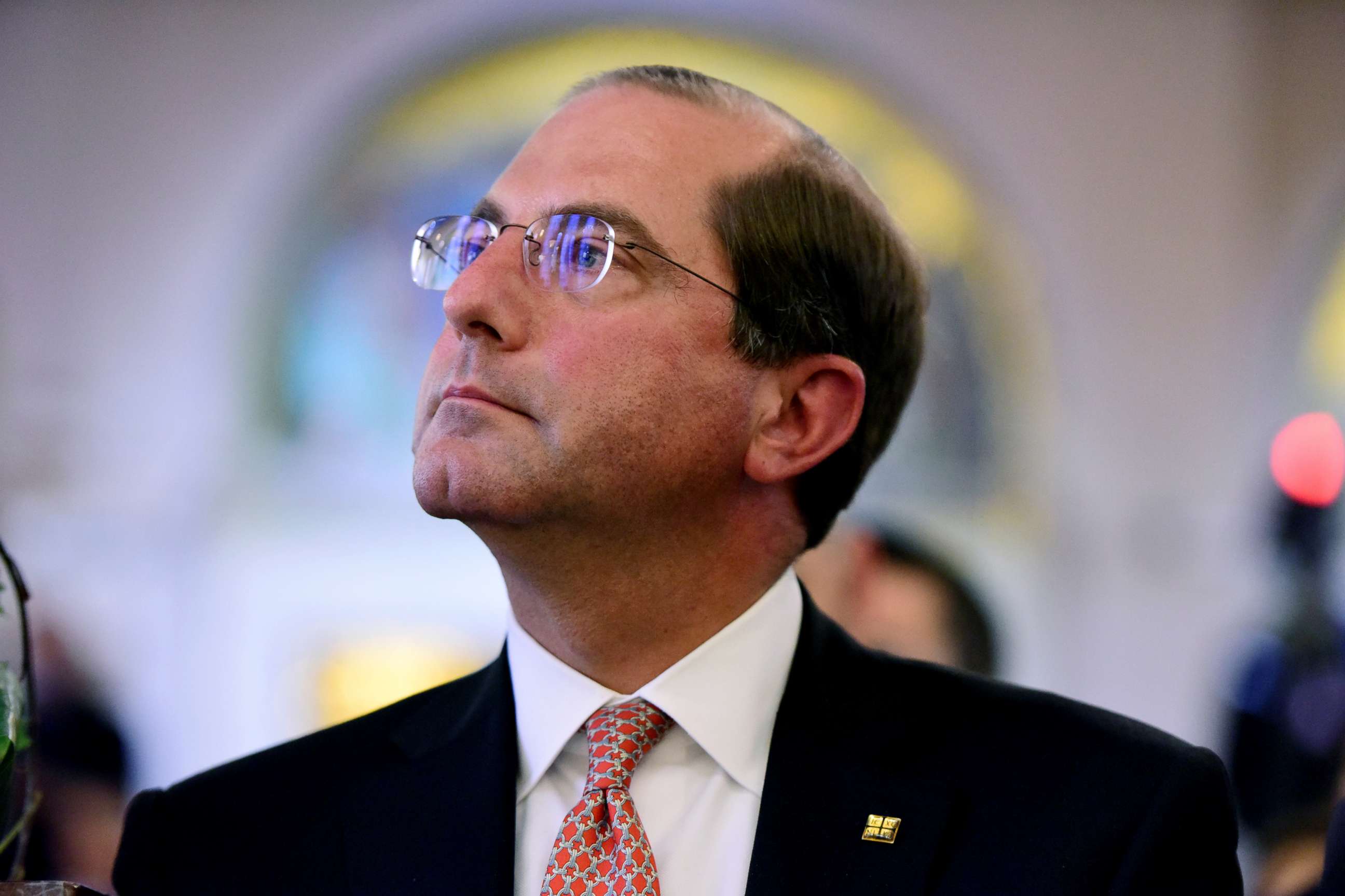 PHOTO: HHS Secretary Alex Azar listens during the Enthronement Ceremony of Archbishop Elpidophoros, as the Archbishop of America at the Cathedral of the Holy Trinity in New York, June 22, 2019.