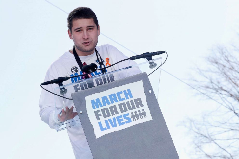 PHOTO: Marjory Stoneman Douglas High School student Alex Wind speaks onstage at March For Our Lives, March 24, 2018, in Washington, D.C.