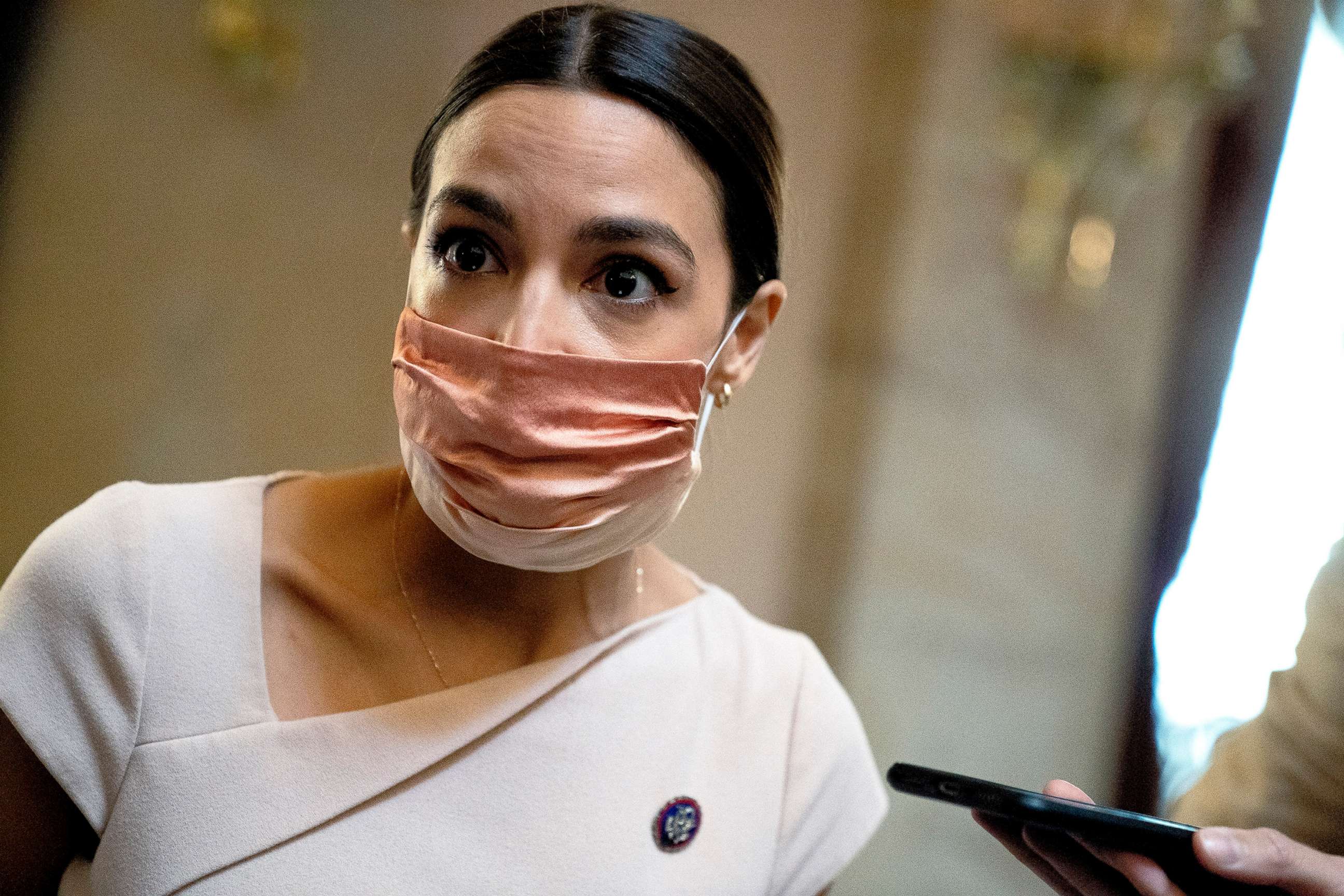 PHOTO: Rep. Alexandria Ocasio-Cortez (D-N.Y.) speaks to reporters at the US Capitol in Washington, D.C., May 13, 2021.