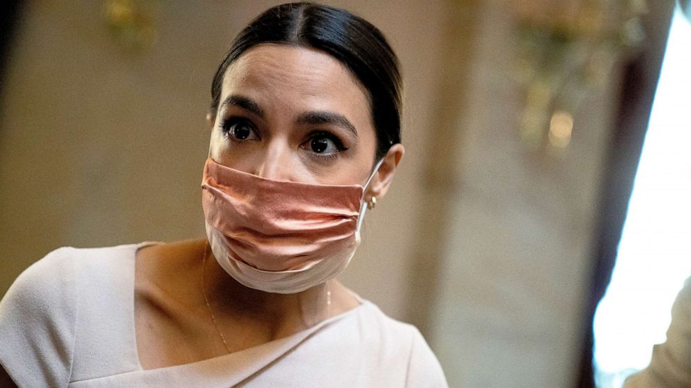 PHOTO: Rep. Alexandria Ocasio-Cortez (D-N.Y.) speaks to reporters at the US Capitol in Washington, D.C., May 13, 2021.