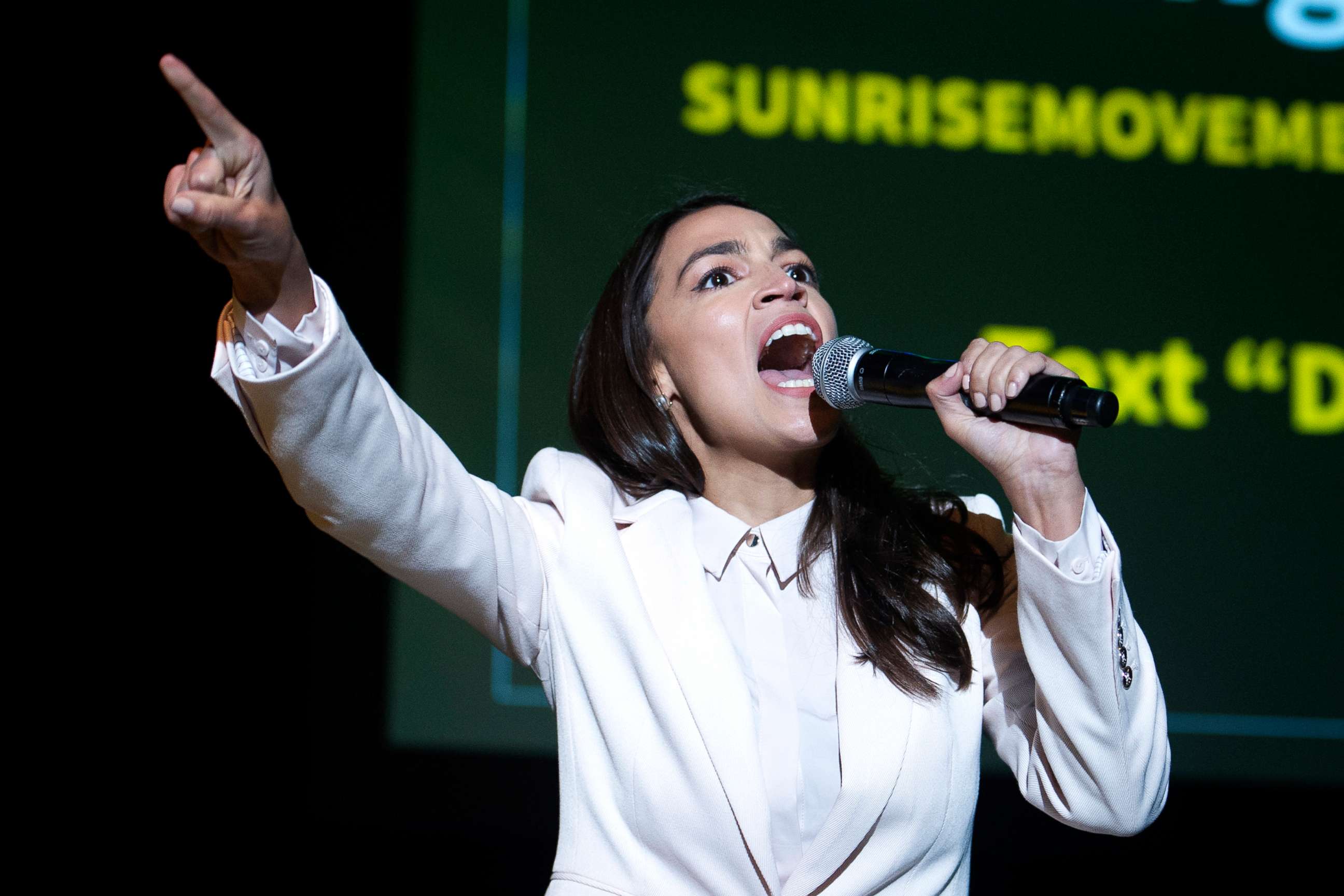 PHOTO:Rep. Alexandria Ocasio-Cortez, speaks at the final event for the Road to the Green New Deal Tour in Washington, D.C., Monday, May 13, 2019.