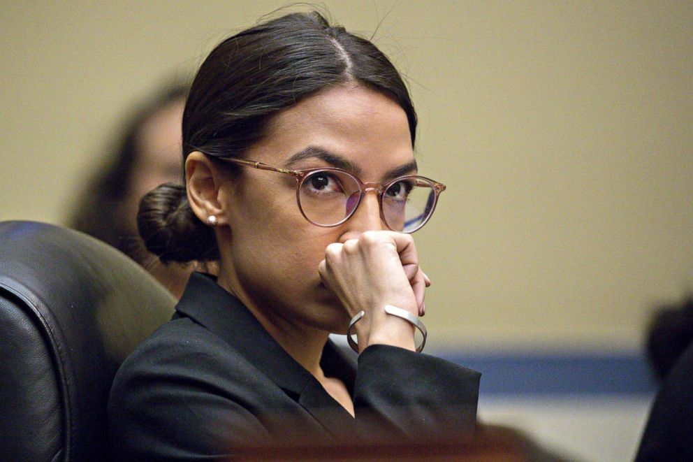 PHOTO: Rep. Alexandria Ocasio-Cortez listens during a House Oversight Committee hearing with U.S. commerce secretary Wilbur Ross, not pictured, in Washington, D.C., March 14, 2019.