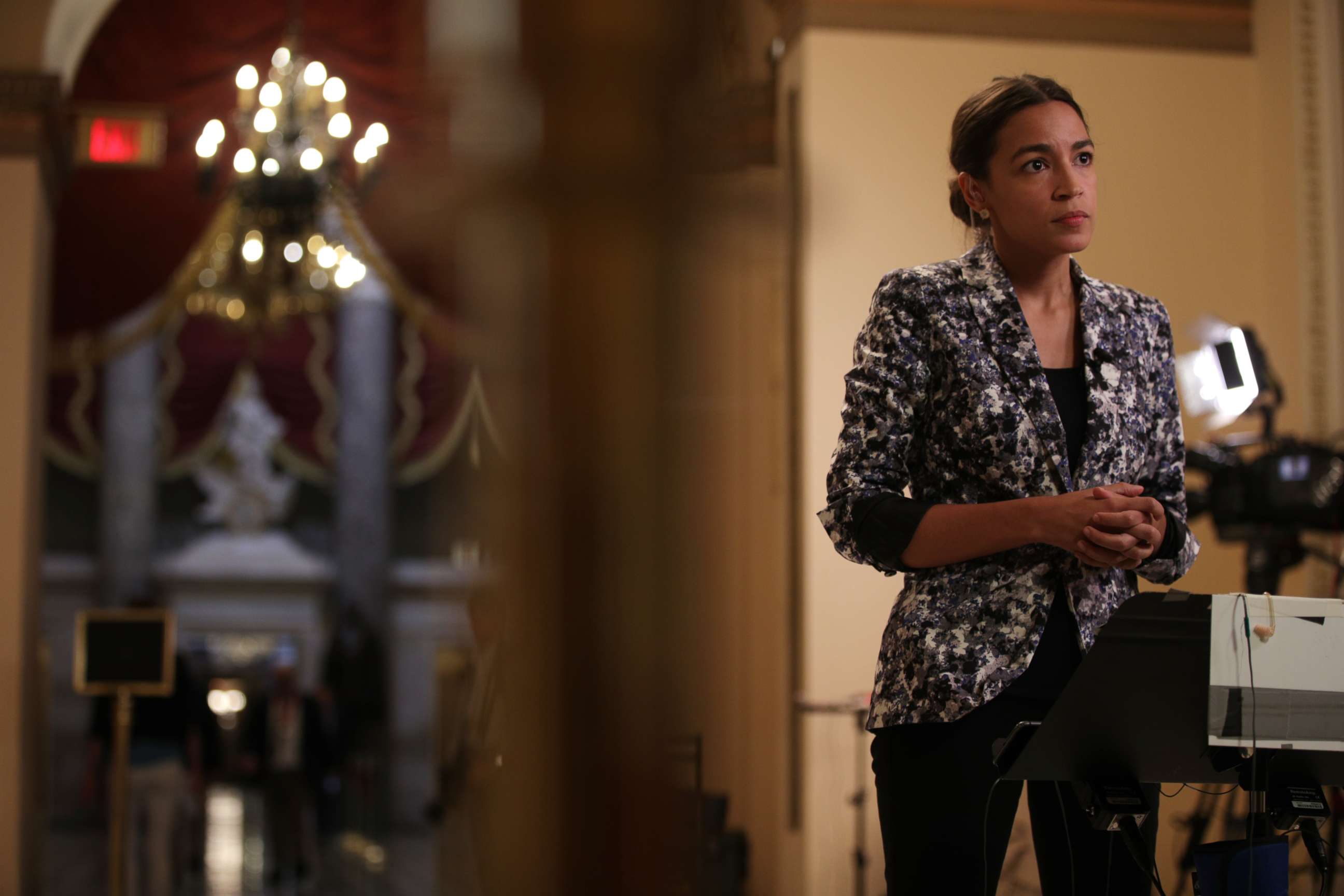 PHOTO: Rep. Alexandria Ocasio-Cortez is interviewed on June 27, 2019 at the U.S. Capitol in Washington.