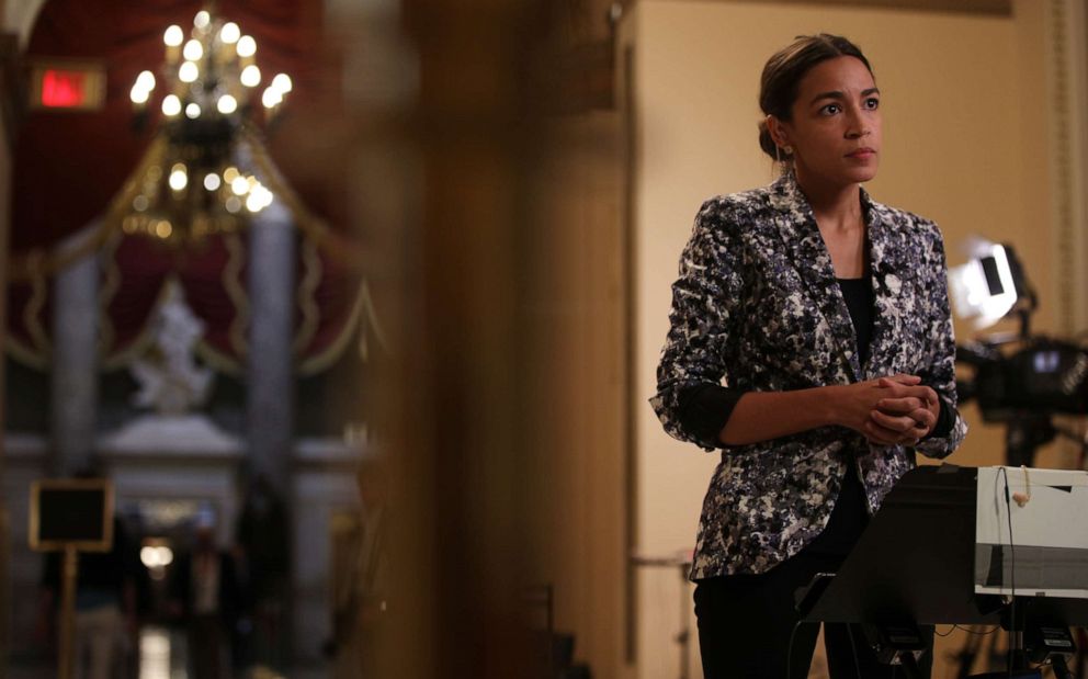 PHOTO: Rep. Alexandria Ocasio-Cortez is interviewed on June 27, 2019 at the U.S. Capitol in Washington.