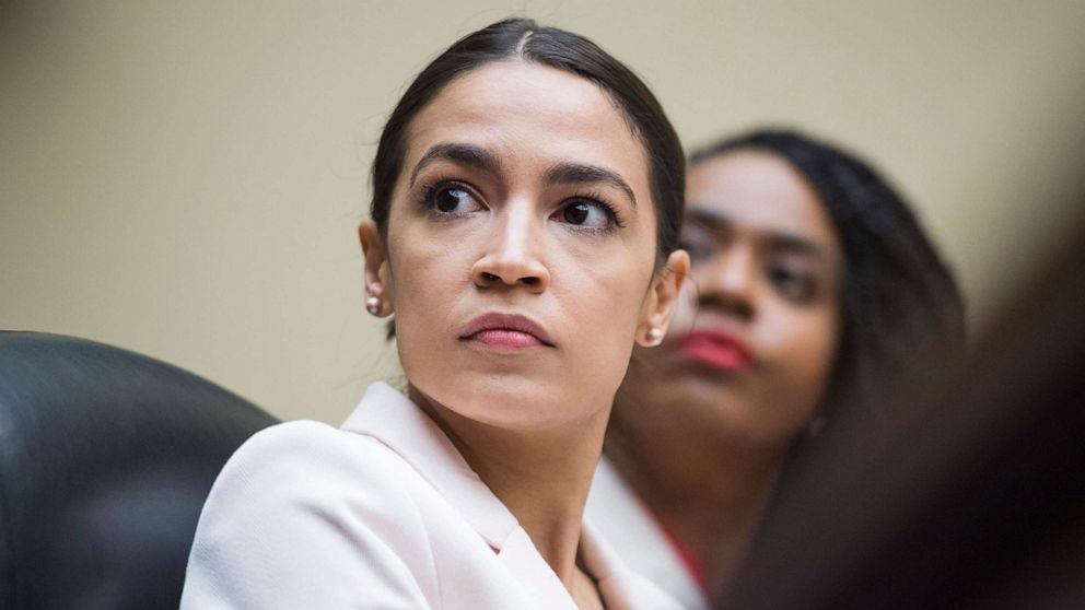 PHOTO: Reps. Alexandria Ocasio-Cortez and Ayanna Pressley attend a House Oversight and Reform Committee markup on Capitol Hill, June 12, 2019. 