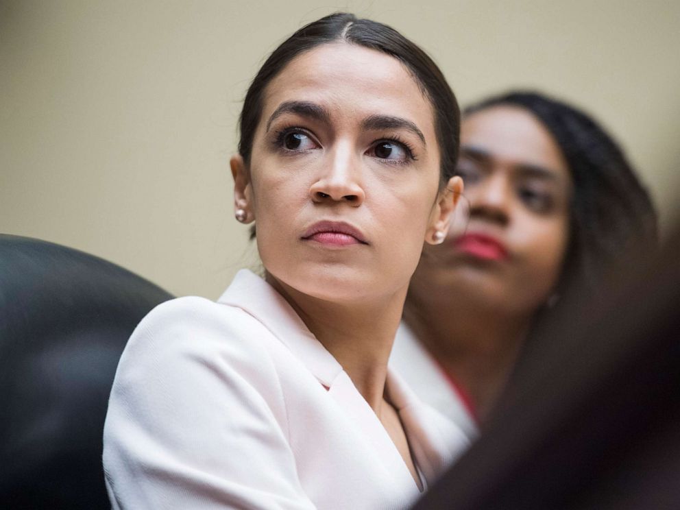 PHOTO: Reps. Alexandria Ocasio-Cortez and Ayanna Pressley attend a House Oversight and Reform Committee markup on Capitol Hill, June 12, 2019.