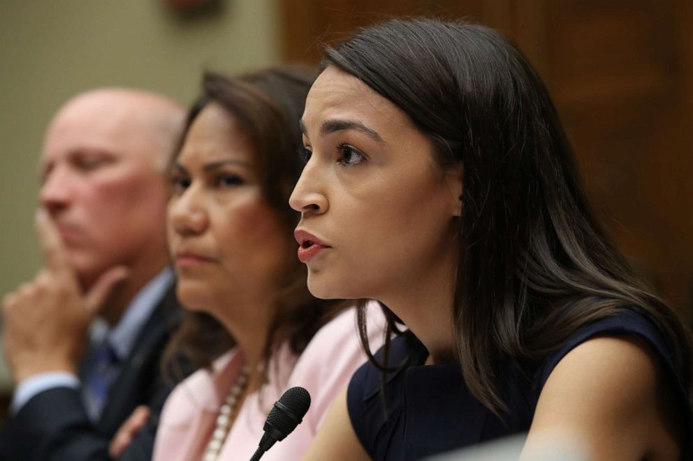PHOTO: Rep. Alexandria Ocasio-Cortez speaks during a House Oversight and Reform Committee holds a hearing on "The Trump Administration's Child Separation Policy: Substantiated Allegations of Mistreatment," July 12, 2019, in Washington.