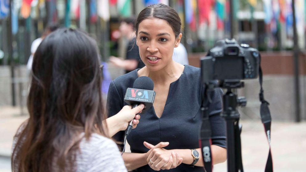 Alexandria Ocasio-Cortez, is photographed while being interviewed in Rockefeller Center, June 27, 2018, in New York City. The 28-year-old political newcomer who upset U.S. Rep. Joe Crowley in New York's Democrat primary on Monday says she brings an "urgency" to the fight for working families.