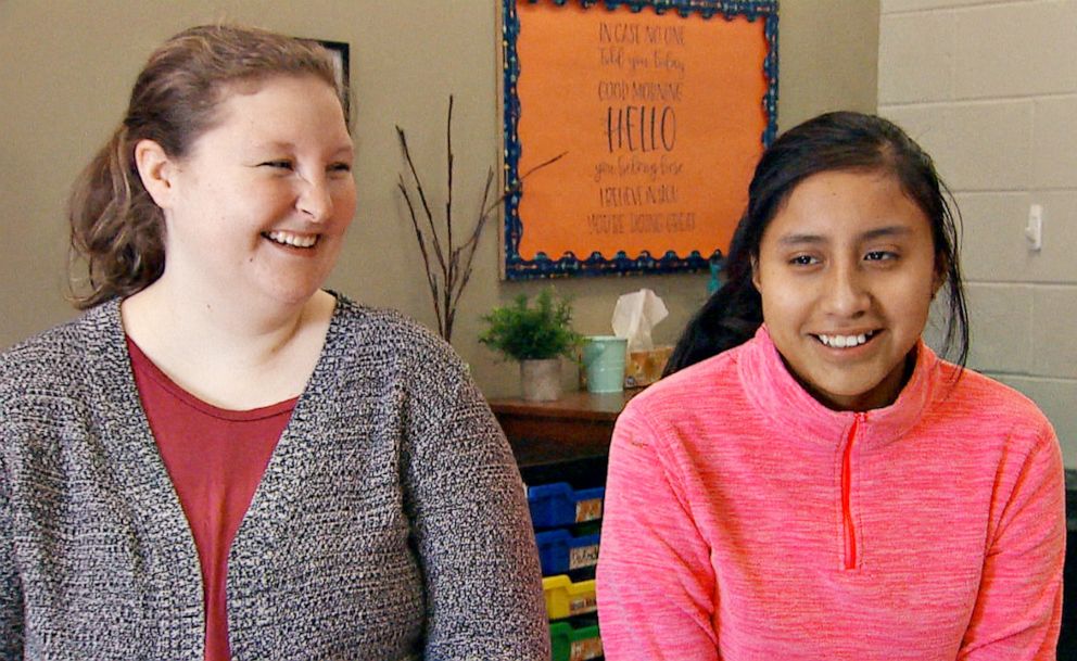 PHOTO: Fourth grade teacher Morgan Taake of Postville, Ia., adopted 12-year-old Jeidy Castillo Hernandez, whose parents were deported back to Guatemala after the 2008 ICE raid of the towns meatpacking plant.