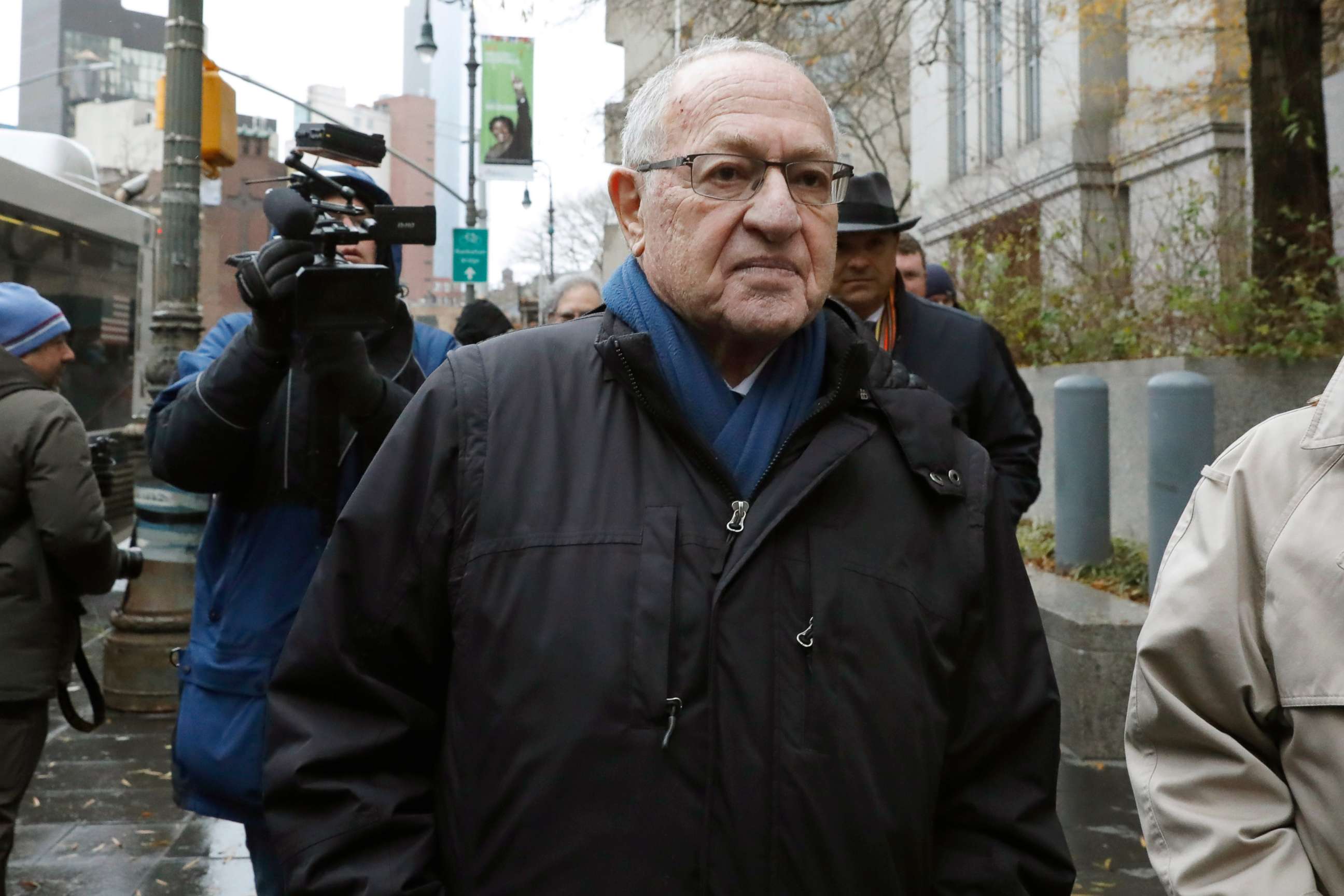 PHOTO: Attorney Alan Dershowitz leaves federal court, in New York, Monday, Dec. 2, 2019. 