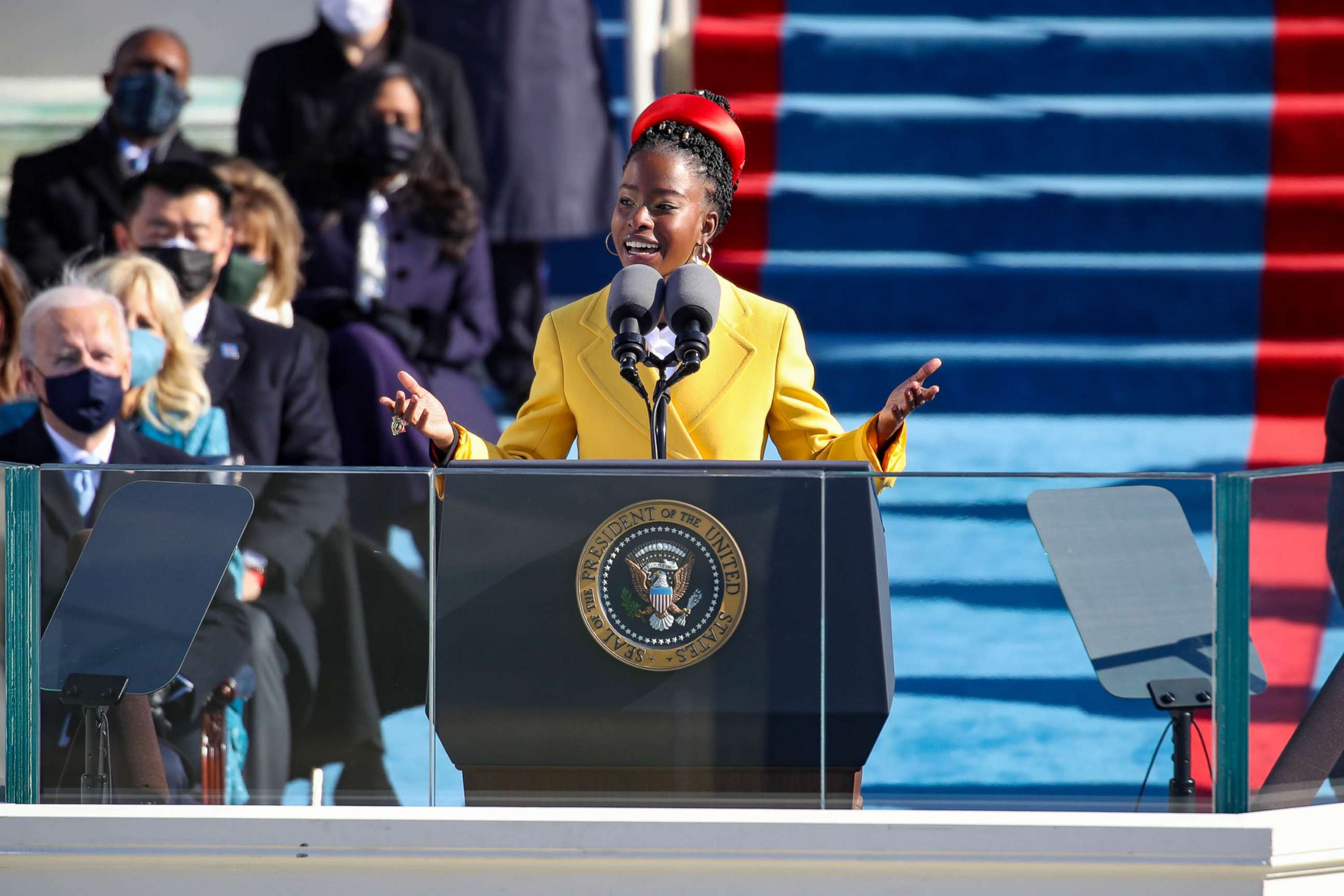 PHOTO: Youth Poet Laureate Amanda Gorman speaks at the inauguration of President Joe Biden on the West Front of the U.S. Capitol on Jan. 20, 2021, in Washington, D.C.