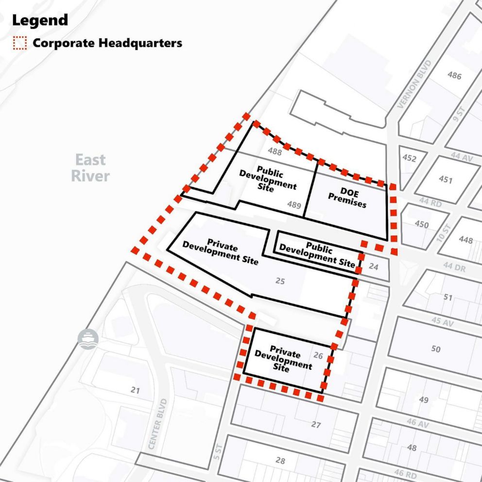 PHOTO: Site map for the new Amazon Headquarters in Long Island City, New York.