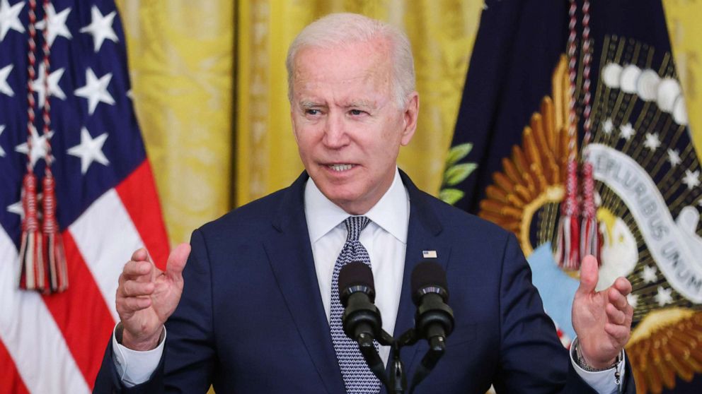 PHOTO: President Joe Biden speaks in the East Room of the White House, June 17, 2021. 