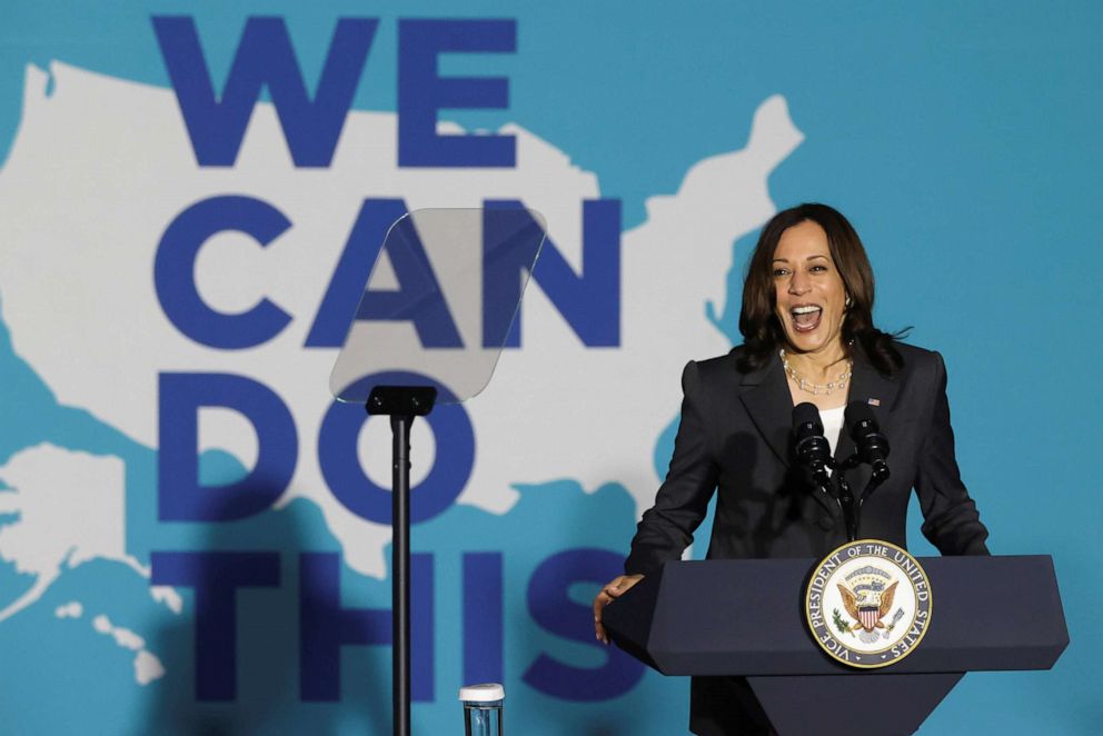 PHOTO: Vice President Kamala Harris delivers remarks at Clark Atlanta University in Atlanta, June 18, 2021.